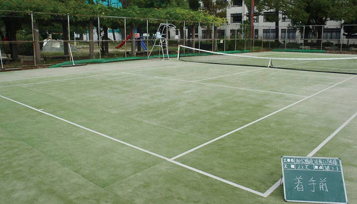 テニスコート 人工芝 部分補修
